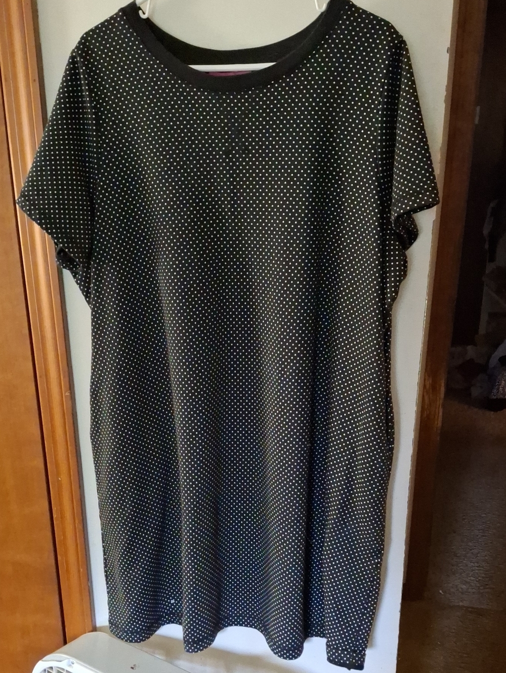 Woman Within Black Short-Sleeve Tee with White Polka Dots